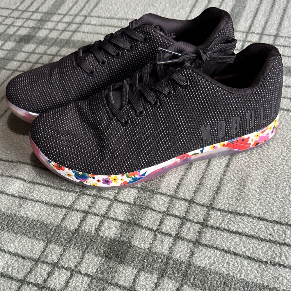 Black Sneakers with Floral Sole women size 11
